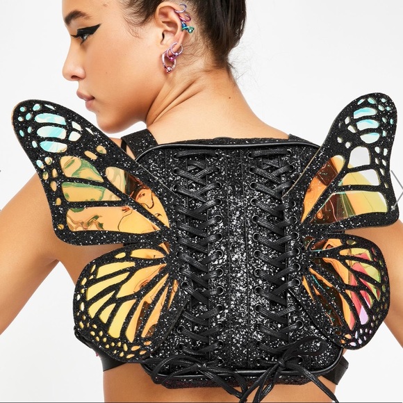 New Metemorphic 🦋Butterfly Black Glitter Backpack - Picture 2 of 9